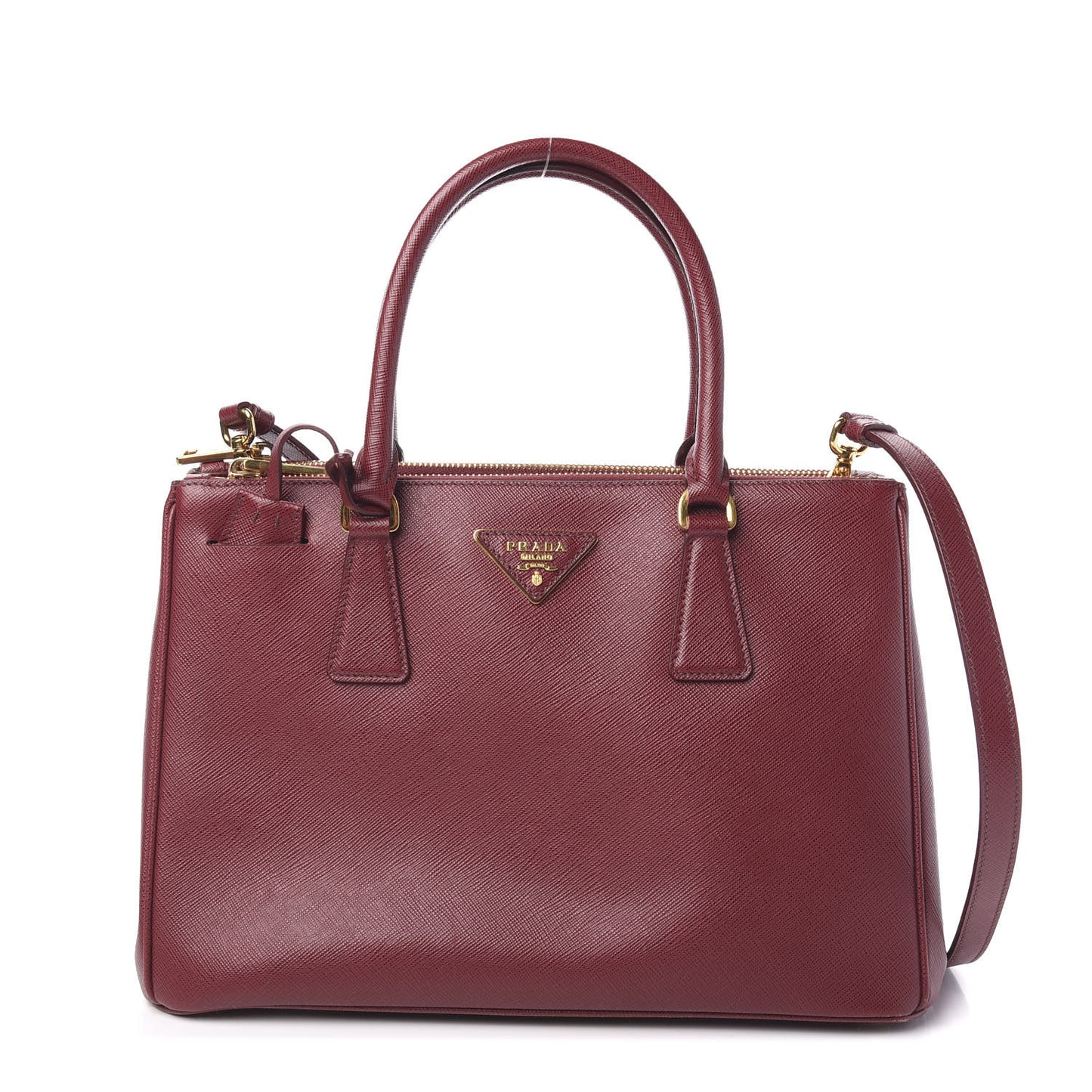 Saffiano Medium Galleria Double Zip Tote Cherry