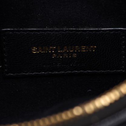 Saint Laurent Grain De Poudre Chevron Monogram Bill Pouch Black 6 of 13