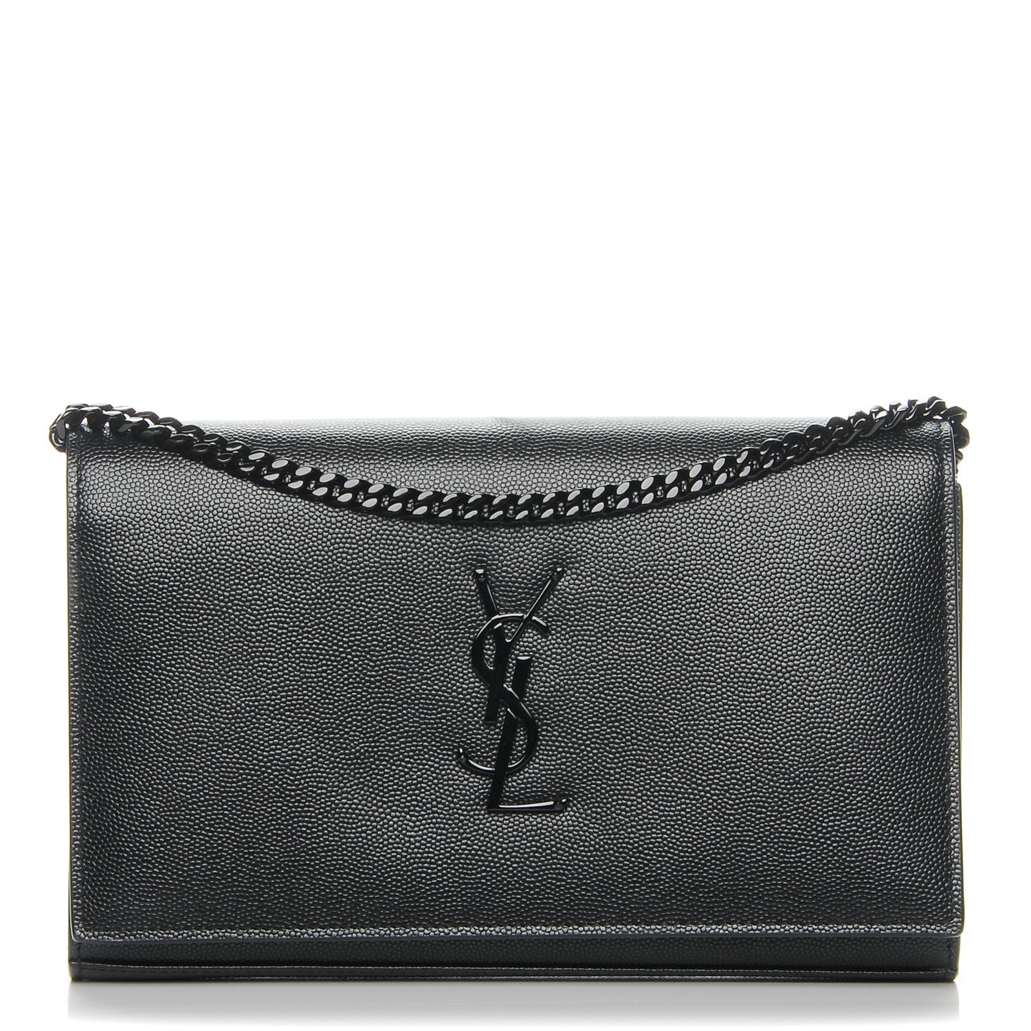 Saint Laurent Grain De Poudre Monogram Chain Wallet Black 1 of 7