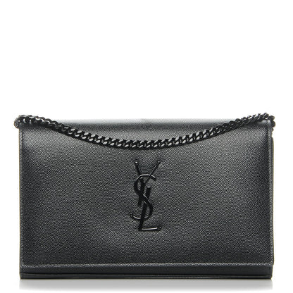 Saint Laurent Grain De Poudre Monogram Chain Wallet Black 1 of 7