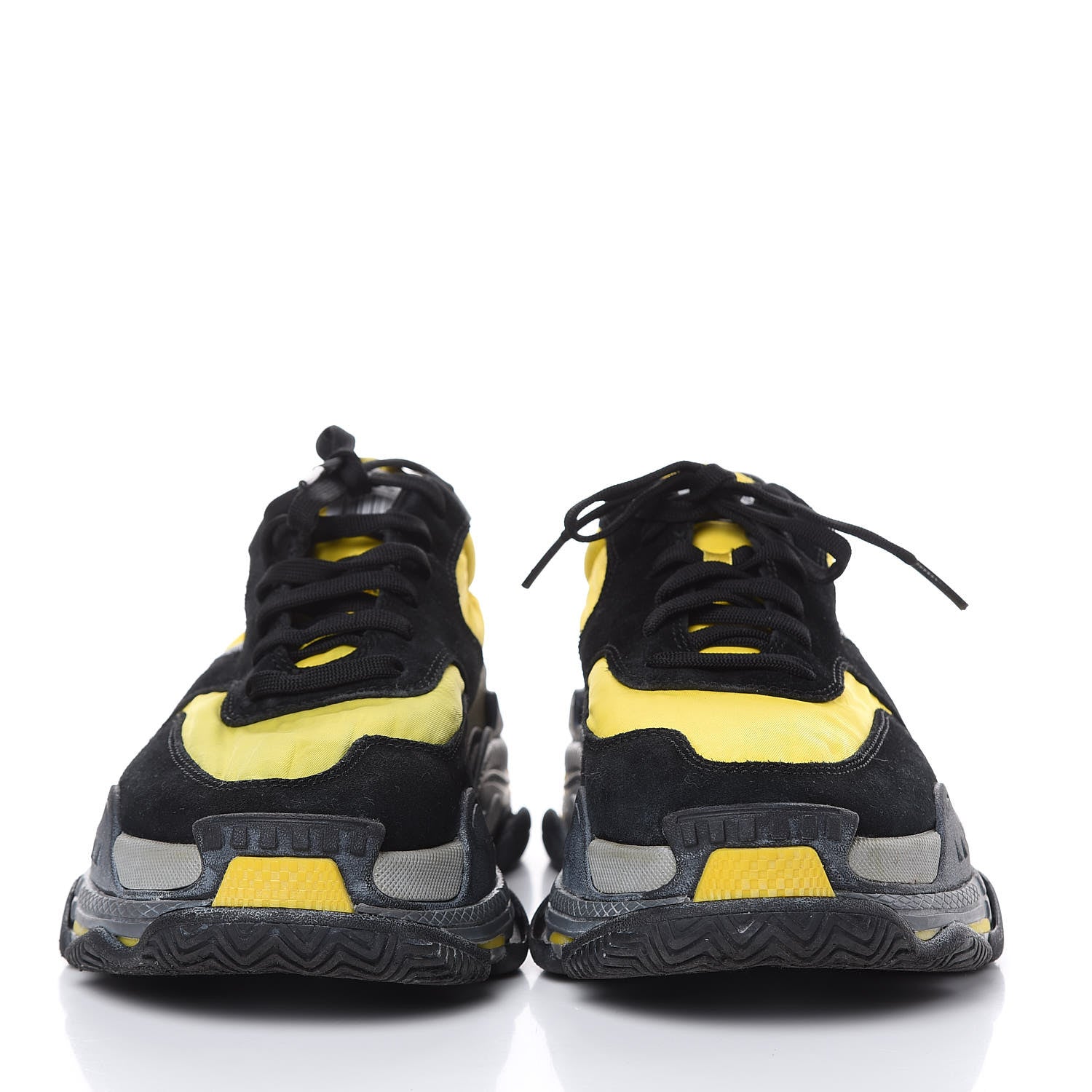 Balenciaga Nylon Suede Mens Triple S 2.0 Sneakers 40 Black Jaune Gris 2 of 9
