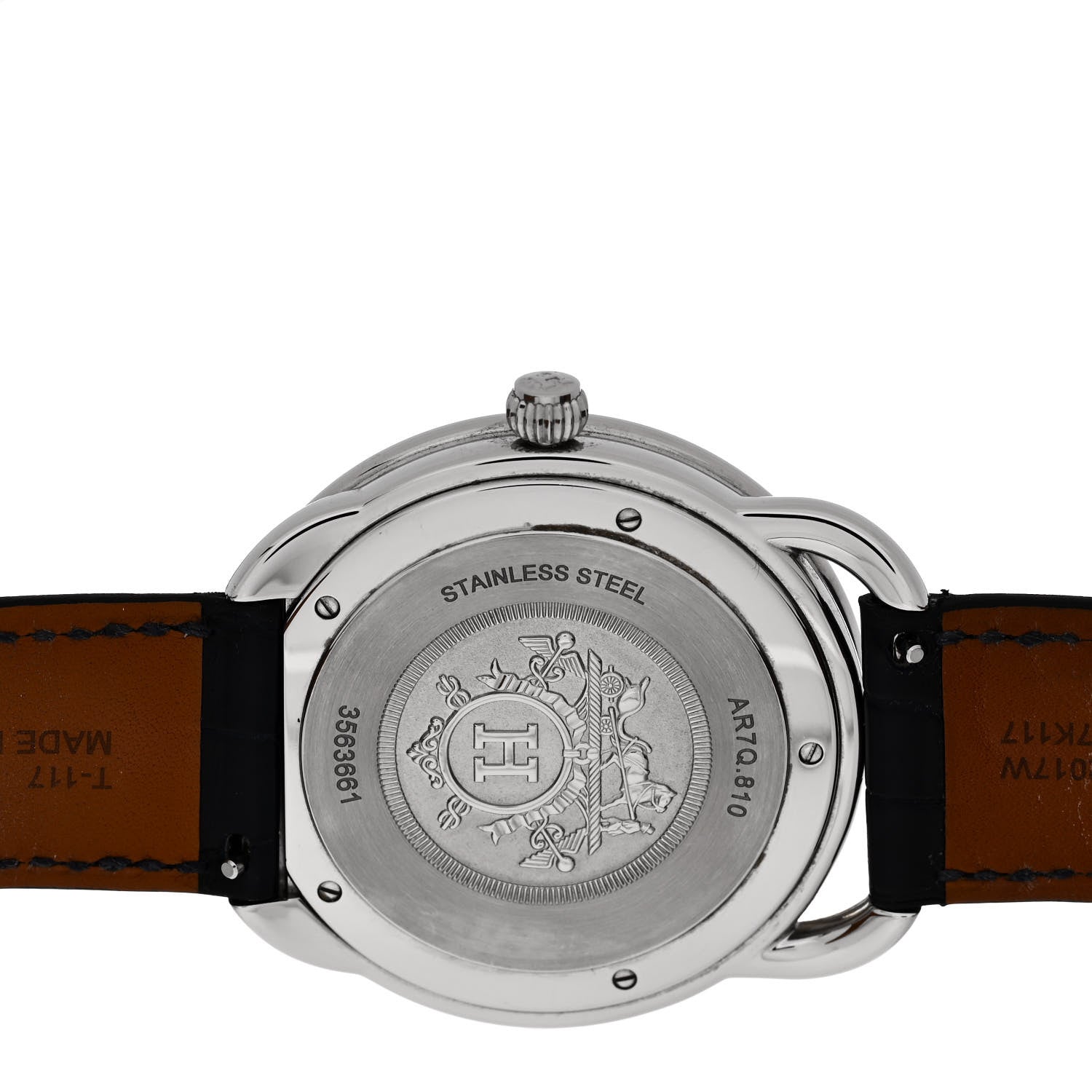 Hermes Stainless Steel Alligator 40mm Arceau Quartz Watch Bleu Abysse 4 of 5