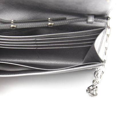 Prada Metallic Saffiano Metal Chain Wallet Cromo 5 of 10