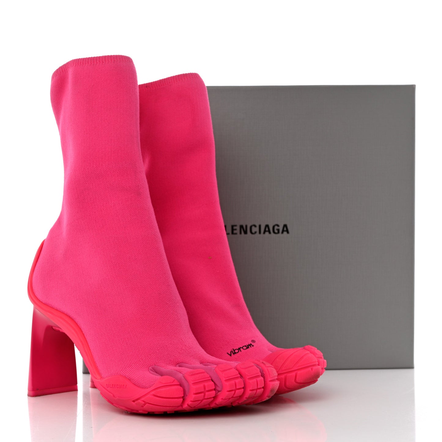 Technical 3D Recycled Knit High Toe Booties 41 Fluo Pink