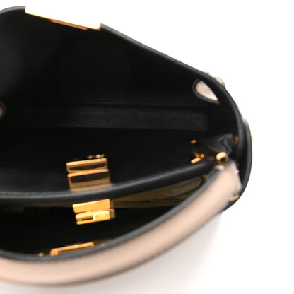 Fendi Vitello Tahiti Burro Medium Peekaboo Iconic Essentially Satchel Tortora Black 5 of 10