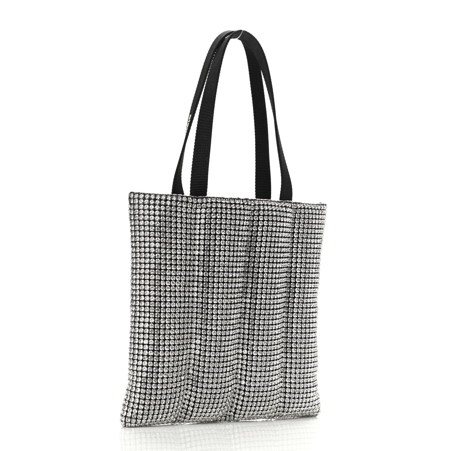 Alexander Wang Mesh Crystal Rhinestone Quilted Heiress Tote Black Silver 2 of 9