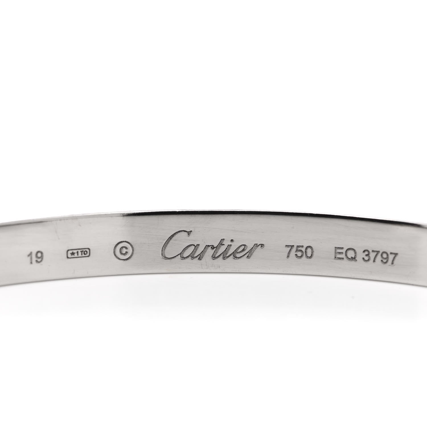 Cartier 18K White Gold LOVE Cuff Bracelet 19 3 of 4