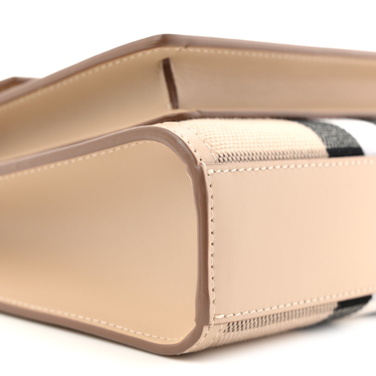 Smooth Calfskin Archive Canvas Check Mini Pocket Bag Dusty Sand