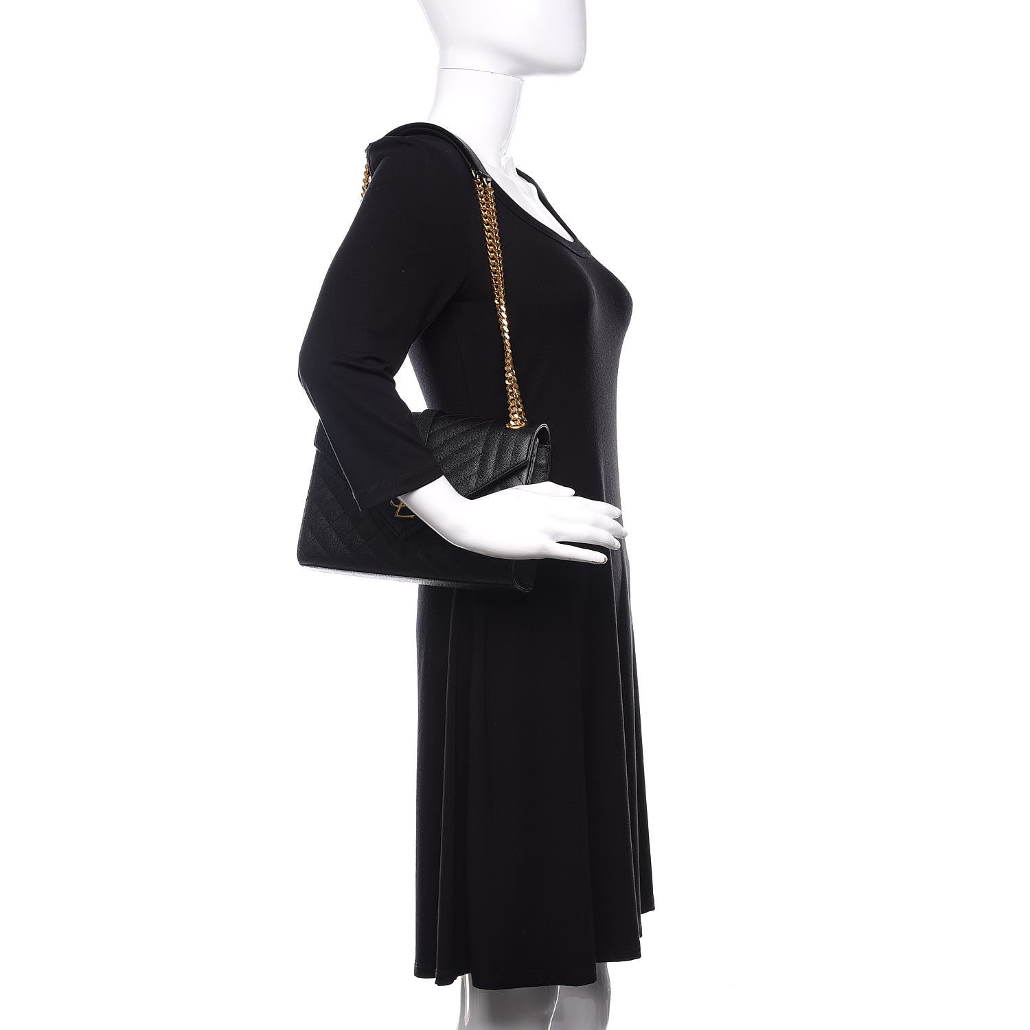Saint Laurent Grain De Poudre Textured Mixed Matelasse Triquilt Medium Monogram Satchel Black 2 of 11
