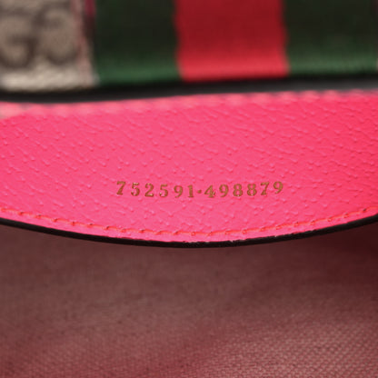 Gucci GG Supreme Monogram Textured Dollar Calfskin Web Ophidia Small Crossbody Bag Beige Ebony Fuchsia 7 of 10