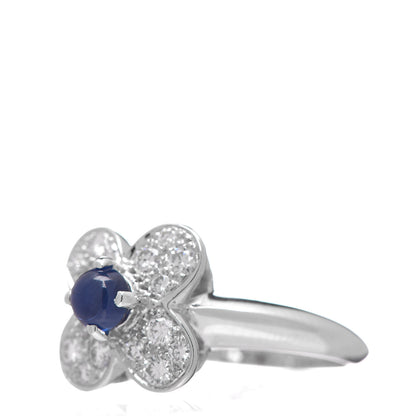 Van Cleef & Arpels 18K White Gold Diamond Sapphire Trefle Ring 51 5.75 3 of 6