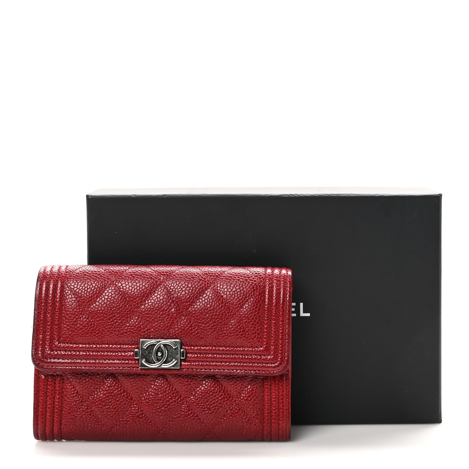 Chanel Caviar Quilted Medium Boy Flap Wallet Red 9 of 9