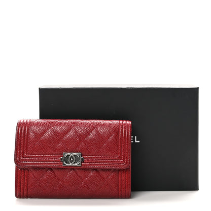 Chanel Caviar Quilted Medium Boy Flap Wallet Red 9 of 9
