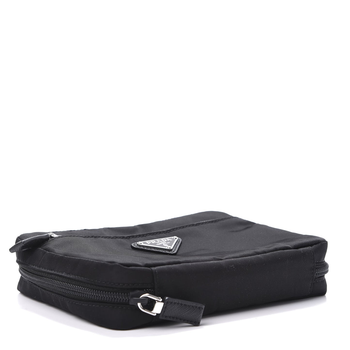 Tessuto Nylon Saffiano Maniglia Pouch Black