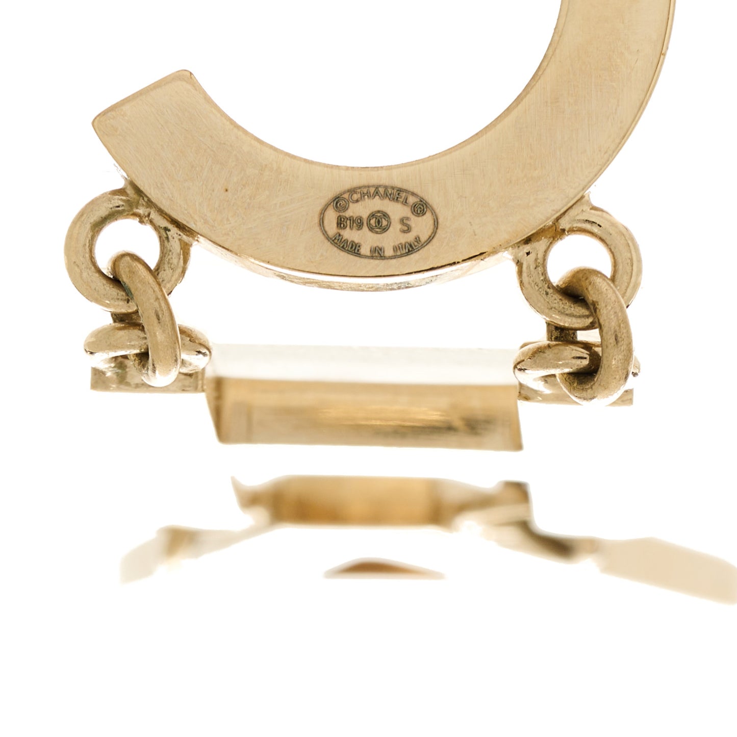 Metal Cha-Nel Logo Drop Earrings Gold