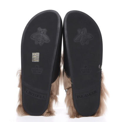 Gucci Calfskin Fur Mens Horsebit River Slingback Slippers 8 Black 5 of 8