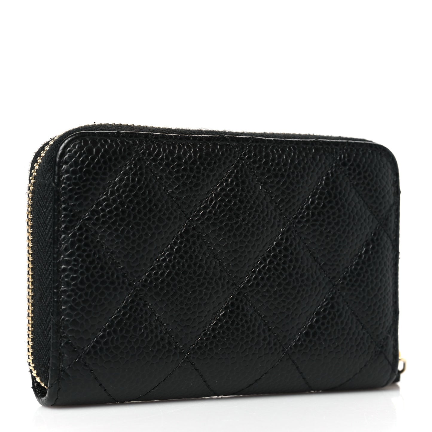 Caviar Quilted Zip Coin Purse Black
