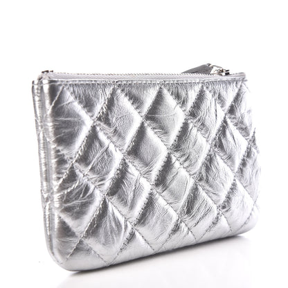 Chanel Metallic Calfskin Quilted Small Cosmo Cosmetic Case Silver 3 of 10