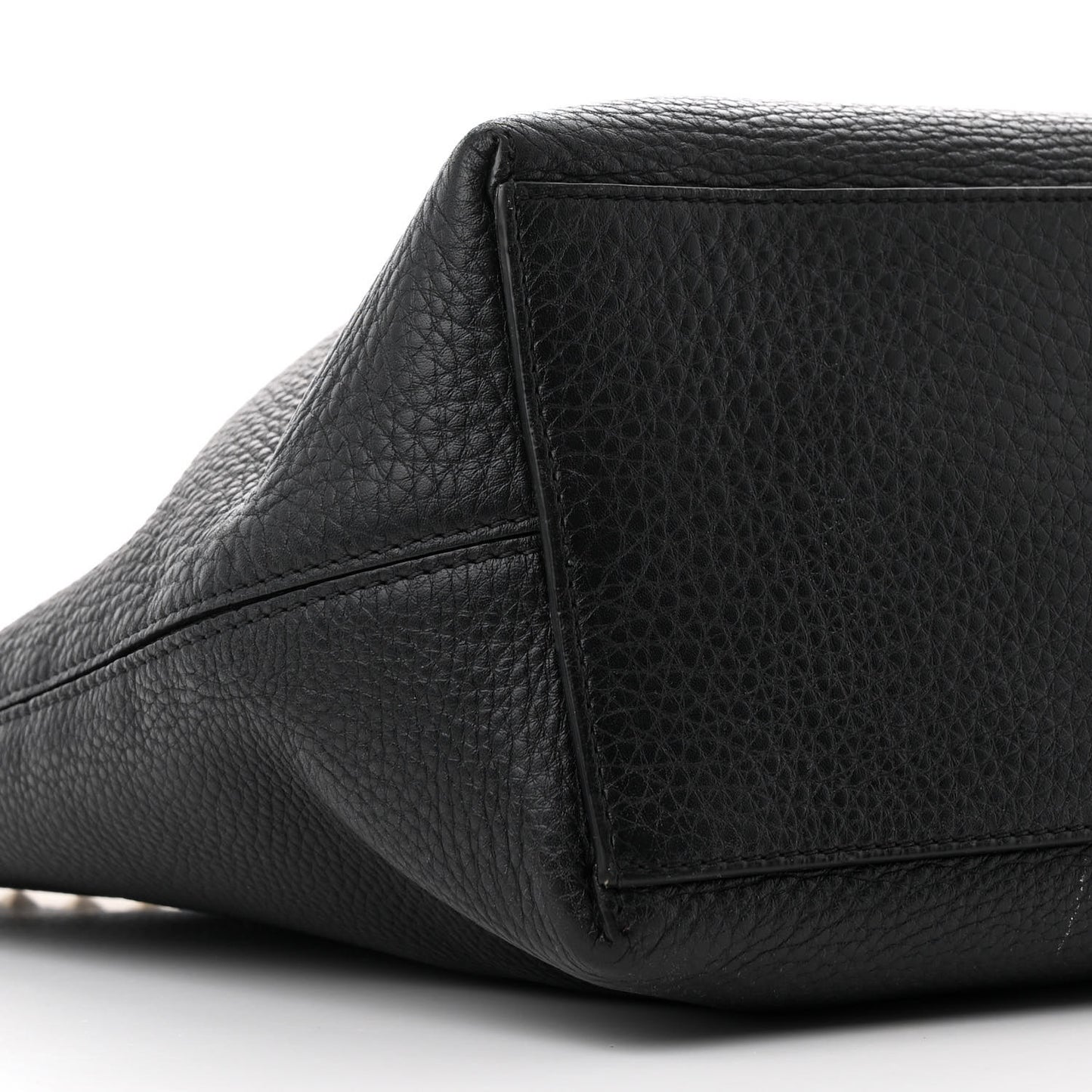 Grained Calfskin Rockstud Shoulder Tote Black