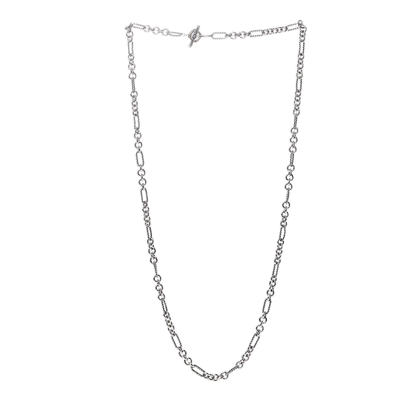 Sterling Silver 18K Yellow Gold Figaro Chain Link Necklace