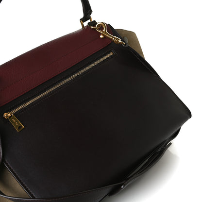 Celine Textured Calfskin Suede Tri-Color Large Trapeze Burgundy 18 of 22