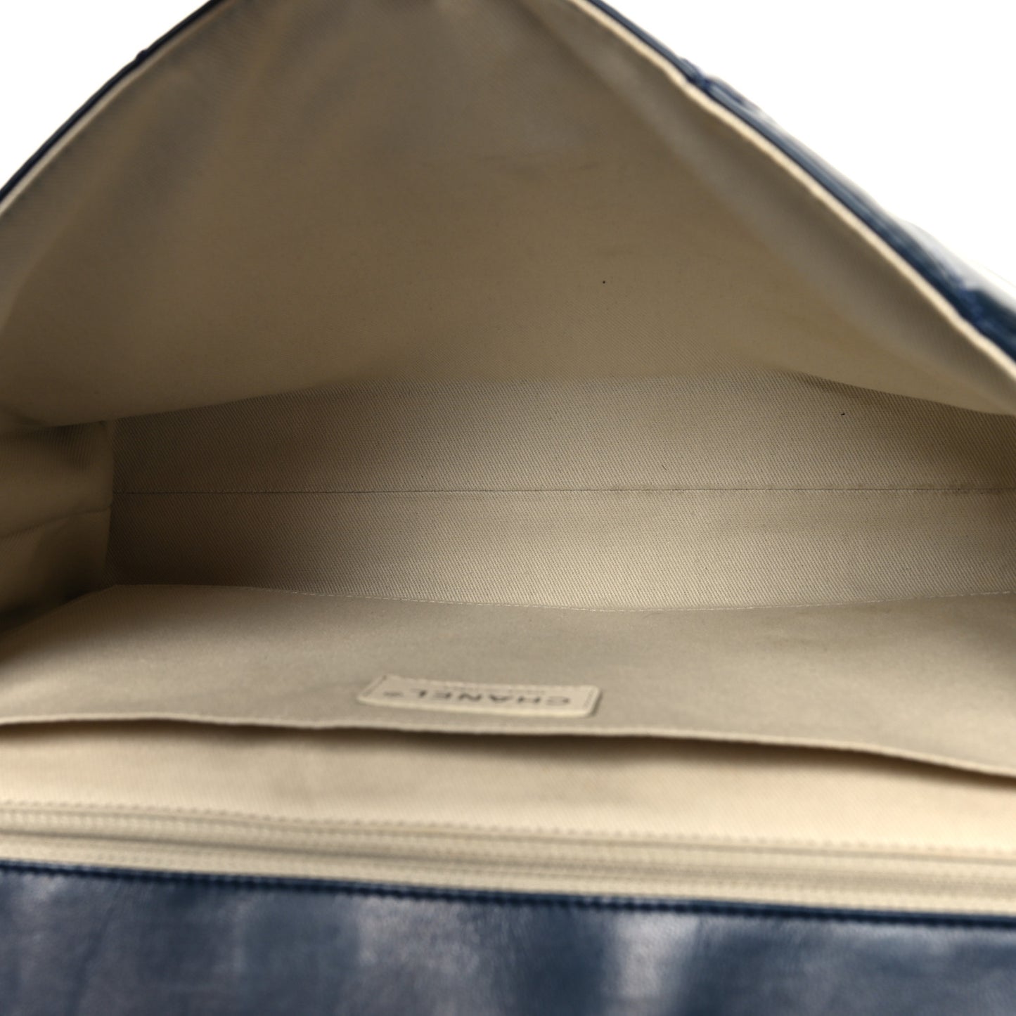 Vinyl Quilted In the Business Flap Bag Navy Blue