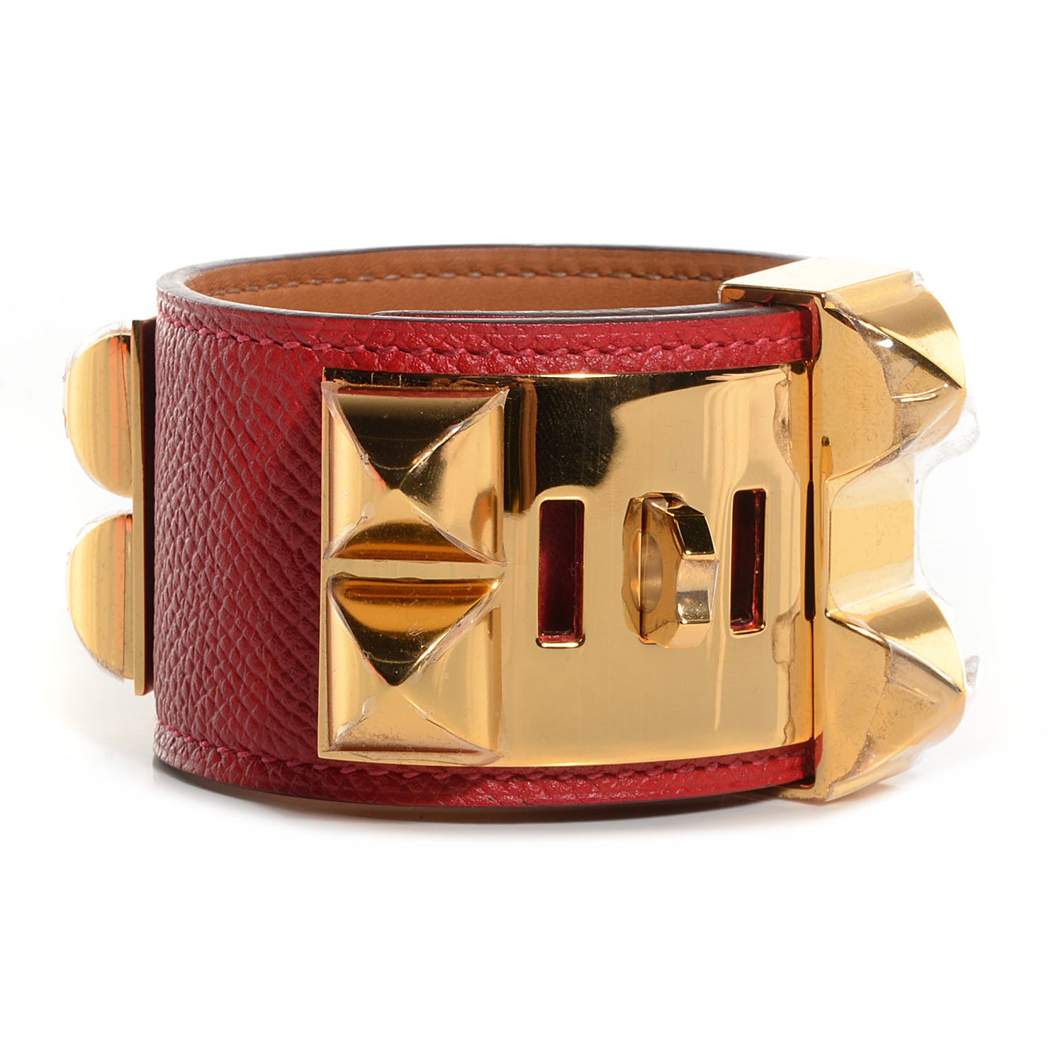 Hermes Epsom Collier de Chien CDC Bracelet Small Rouge Casaque 3 of 9