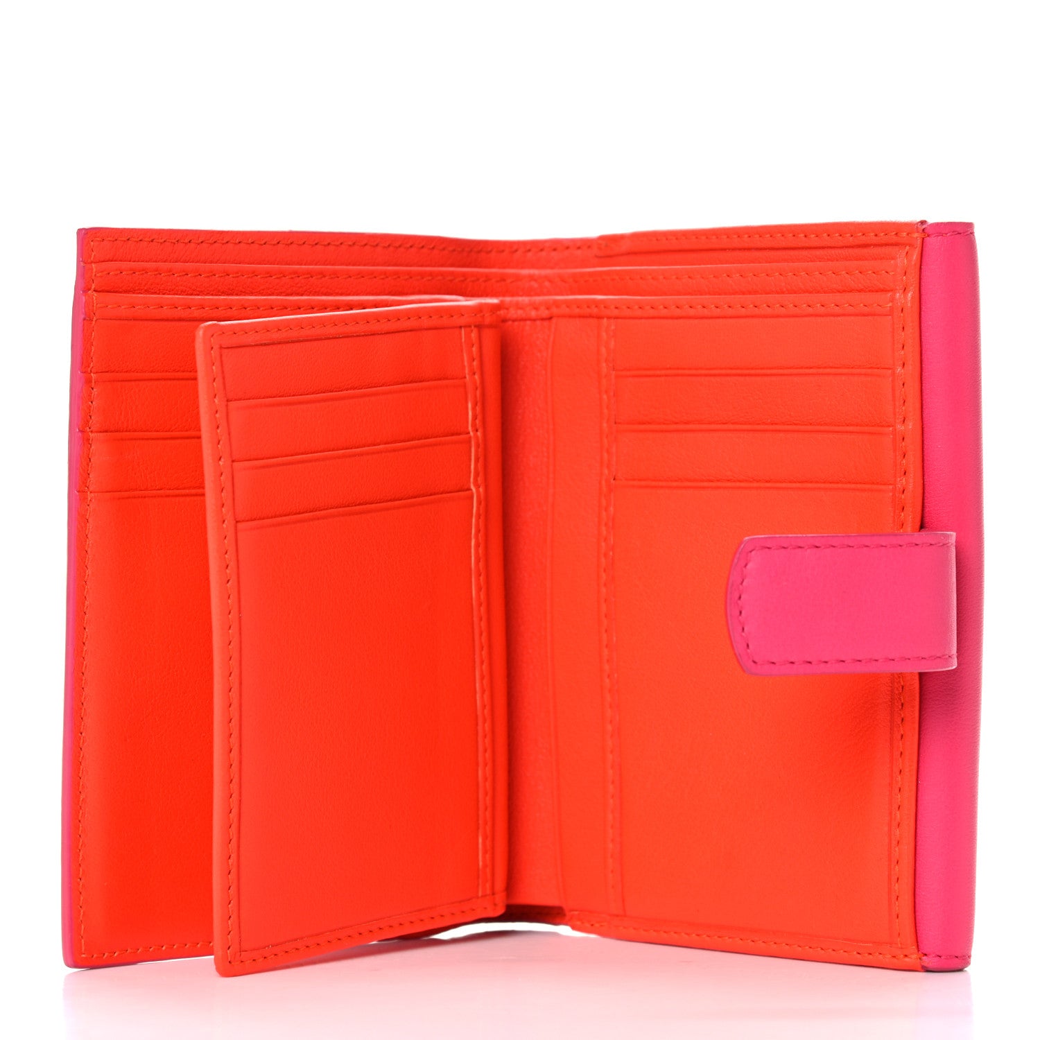 Christian Dior Calfskin Bi-Color Envelope Wallet Pink Orange 5 of 13