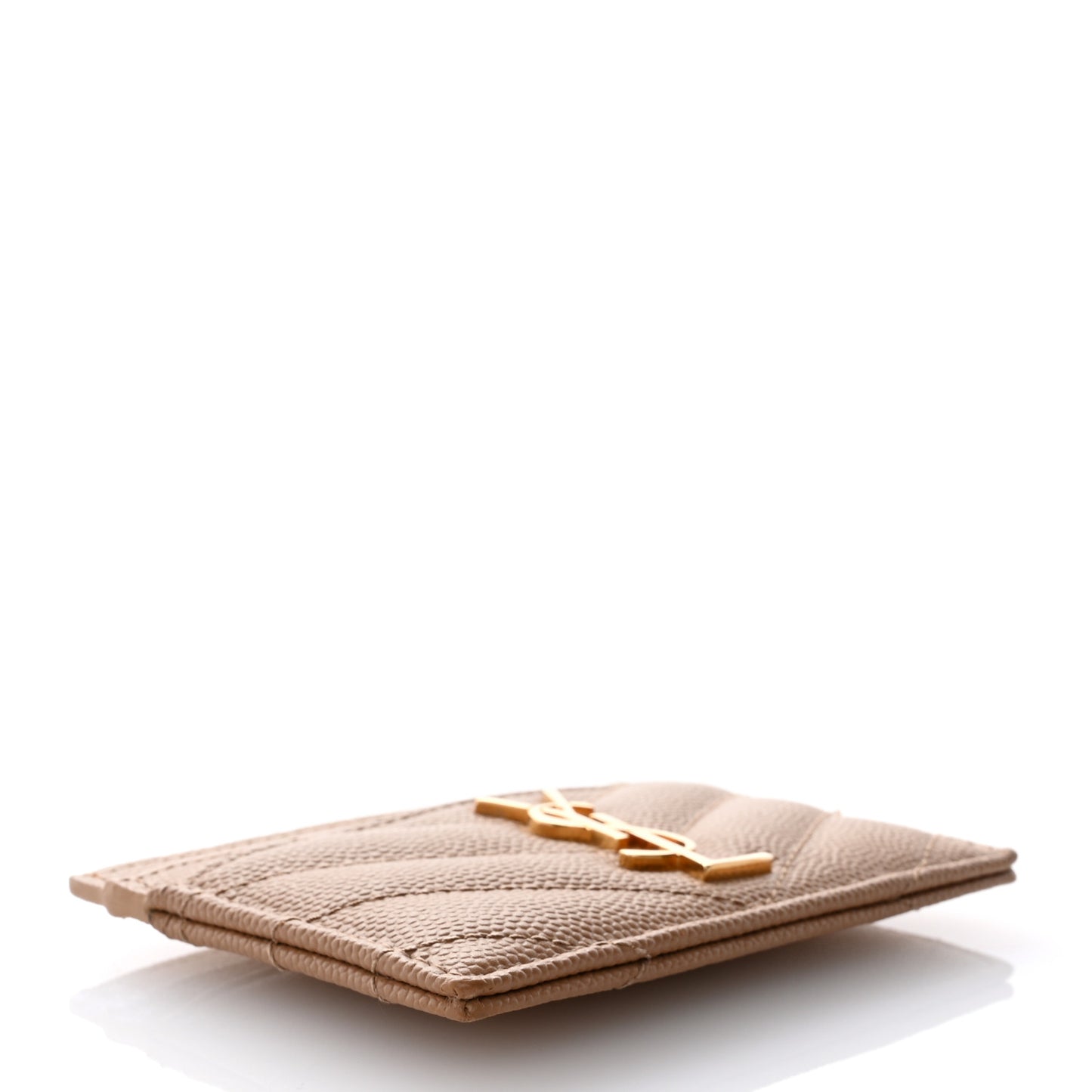 Grain De Poudre Matelasse Chevron Monogram Credit Card Case Dark Beige