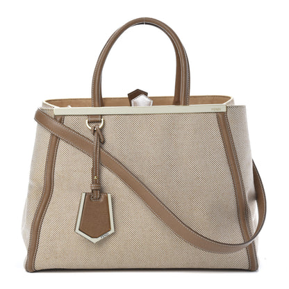 Fendi Canvas Vitello Regular 2Jours Tote Natural Brown 1 of 13