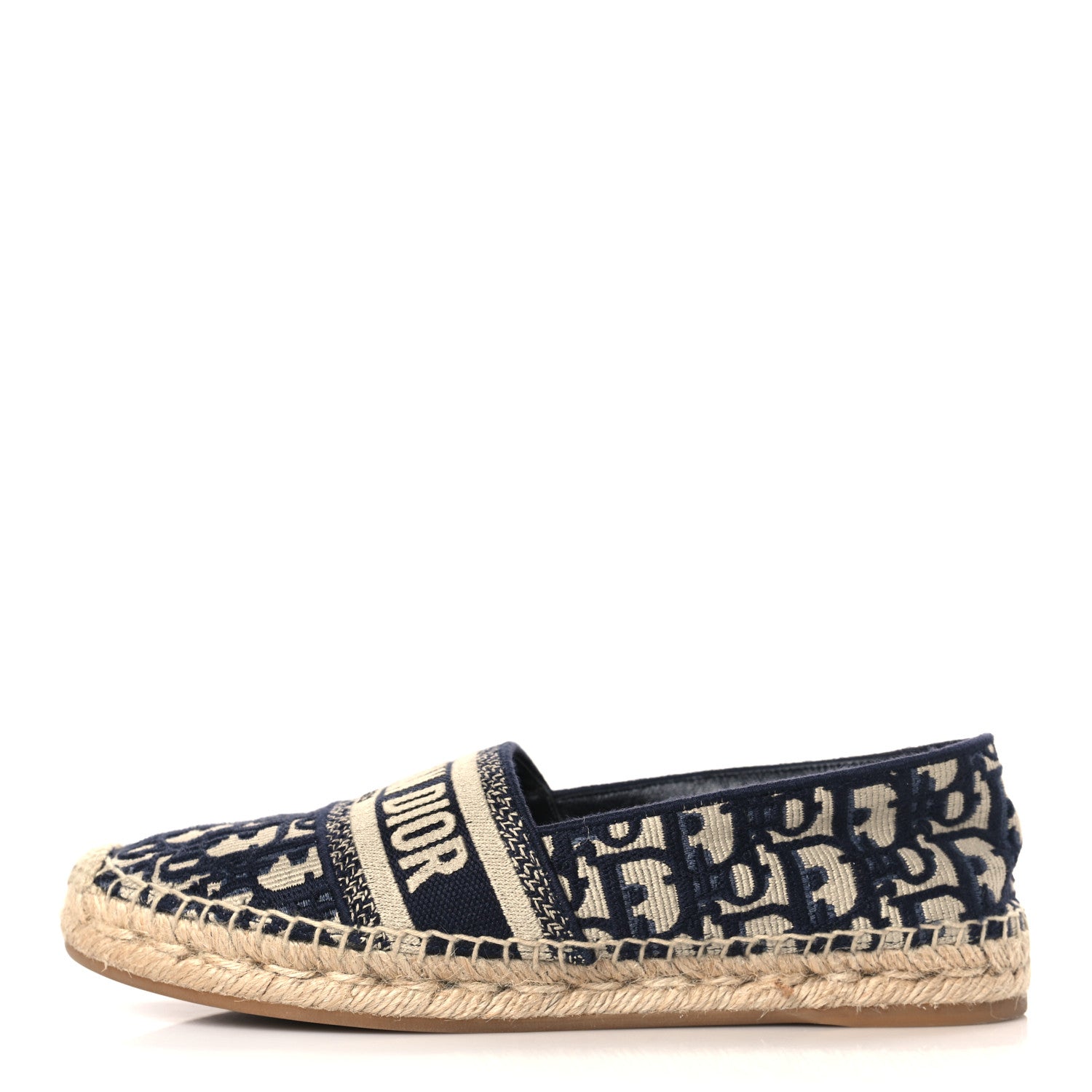 Christian Dior Oblique Embroidered Granville 15mm Espadrilles 38.5 Deep Blue 1 of 9