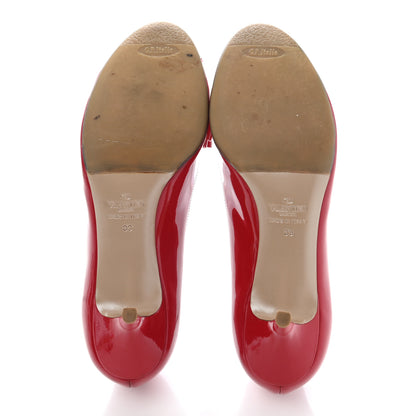 Valentino Garavani Patent Couture Bow Peep Toe Low Heel Pumps 39 Rosso Valentino 5 of 15