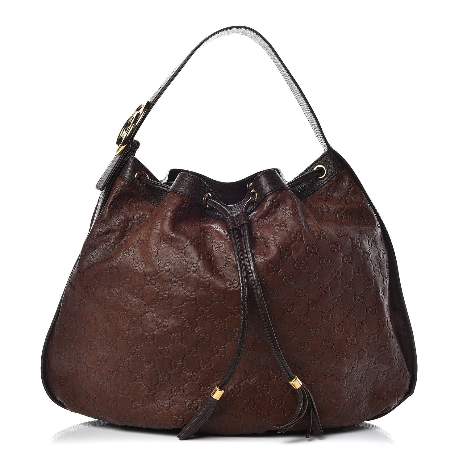 Gucci Guccissima Medium Interlocking Icon Shoulder Bag Dark Brown 1 of 13