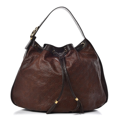 Gucci Guccissima Medium Interlocking Icon Shoulder Bag Dark Brown 1 of 13