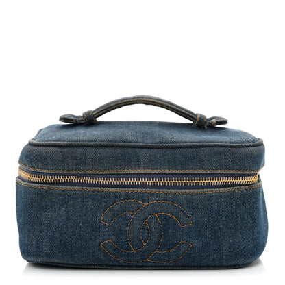 Chanel Denim Vanity Cosmetic Case Blue 1 of 16