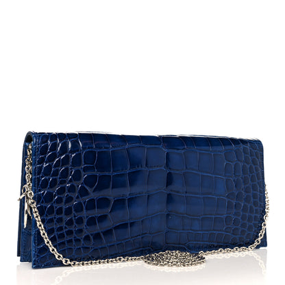 Christian Dior Shiny Crocodile Lady Dior Chain Clutch Blue 3 of 14