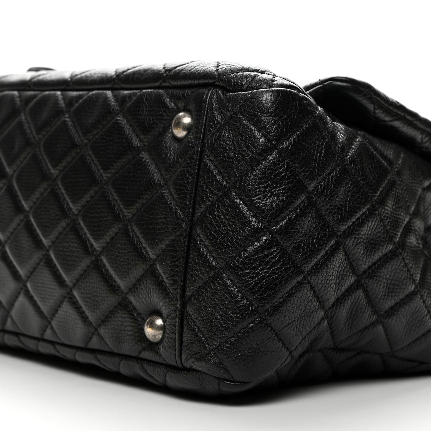 Calfskin Quilted XXL Travel Flap Bag Black