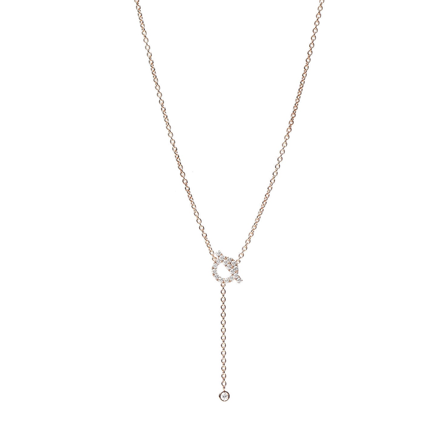 18K Rose Gold Diamond Finesse Lariat Necklace