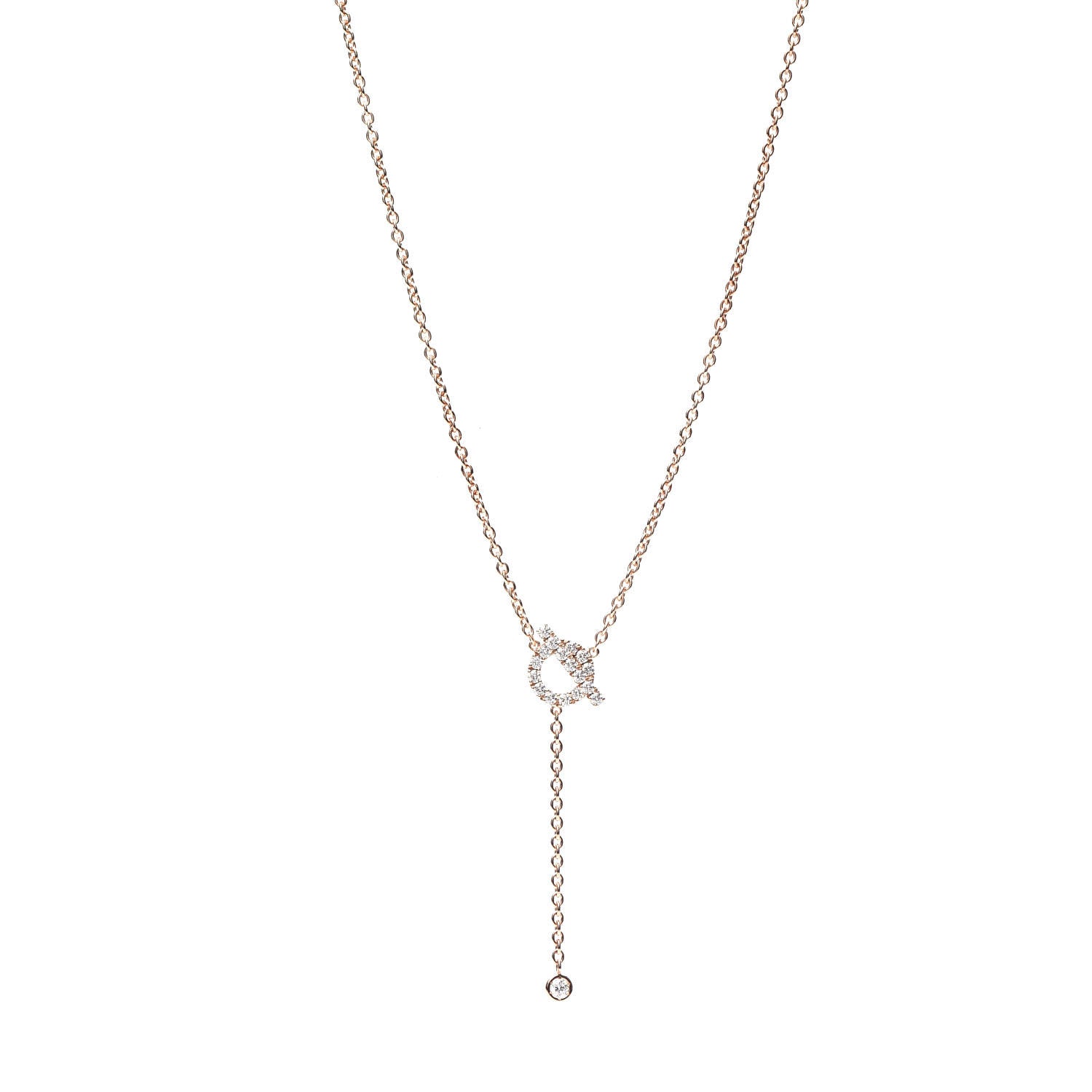 Hermes 18K Rose Gold Diamond Finesse Lariat Necklace 1 of 5