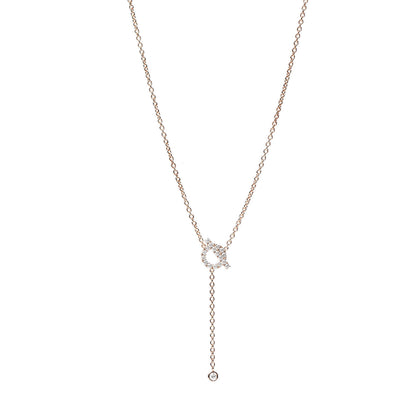 Hermes 18K Rose Gold Diamond Finesse Lariat Necklace 1 of 5