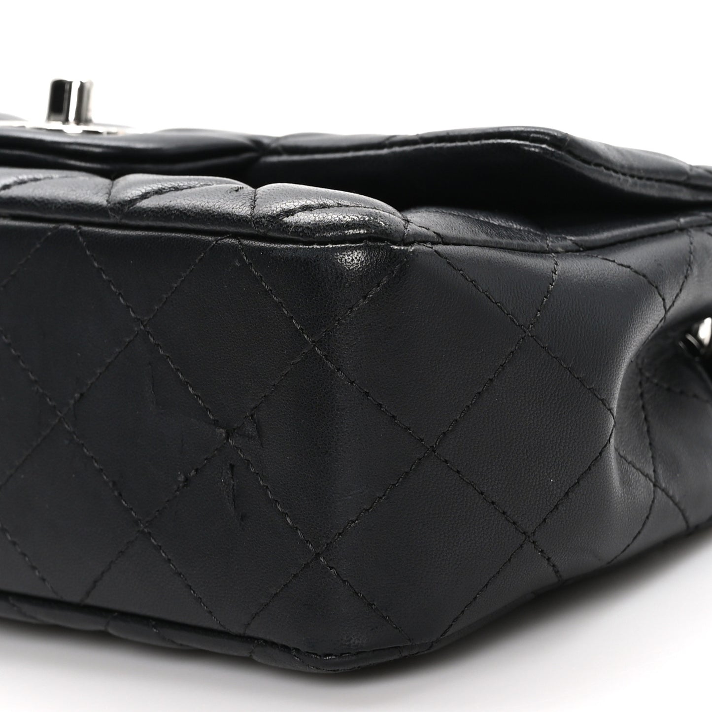 Lambskin Quilted Mini Rectangular Flap Black
