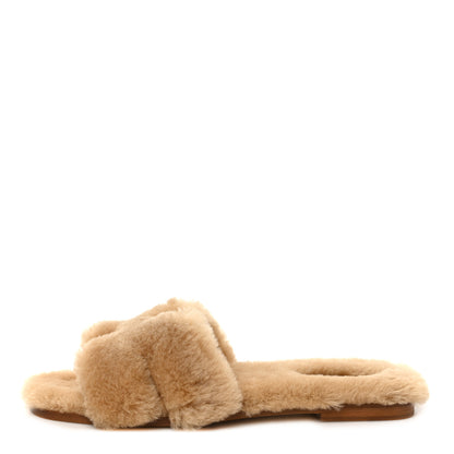 Hermes Woolskin Oran Sandals 41 Beige Argile 1 of 8