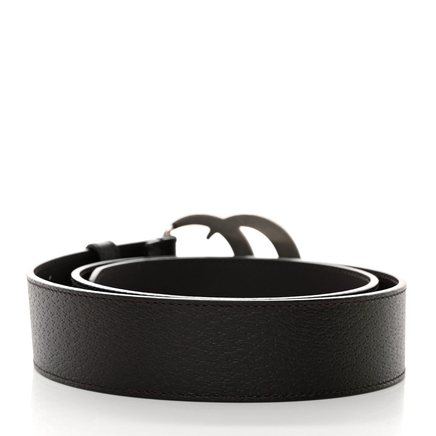 Textured Dollar Calfskin Nickel Double G 40mm Belt 85 34 Dark Cocoa