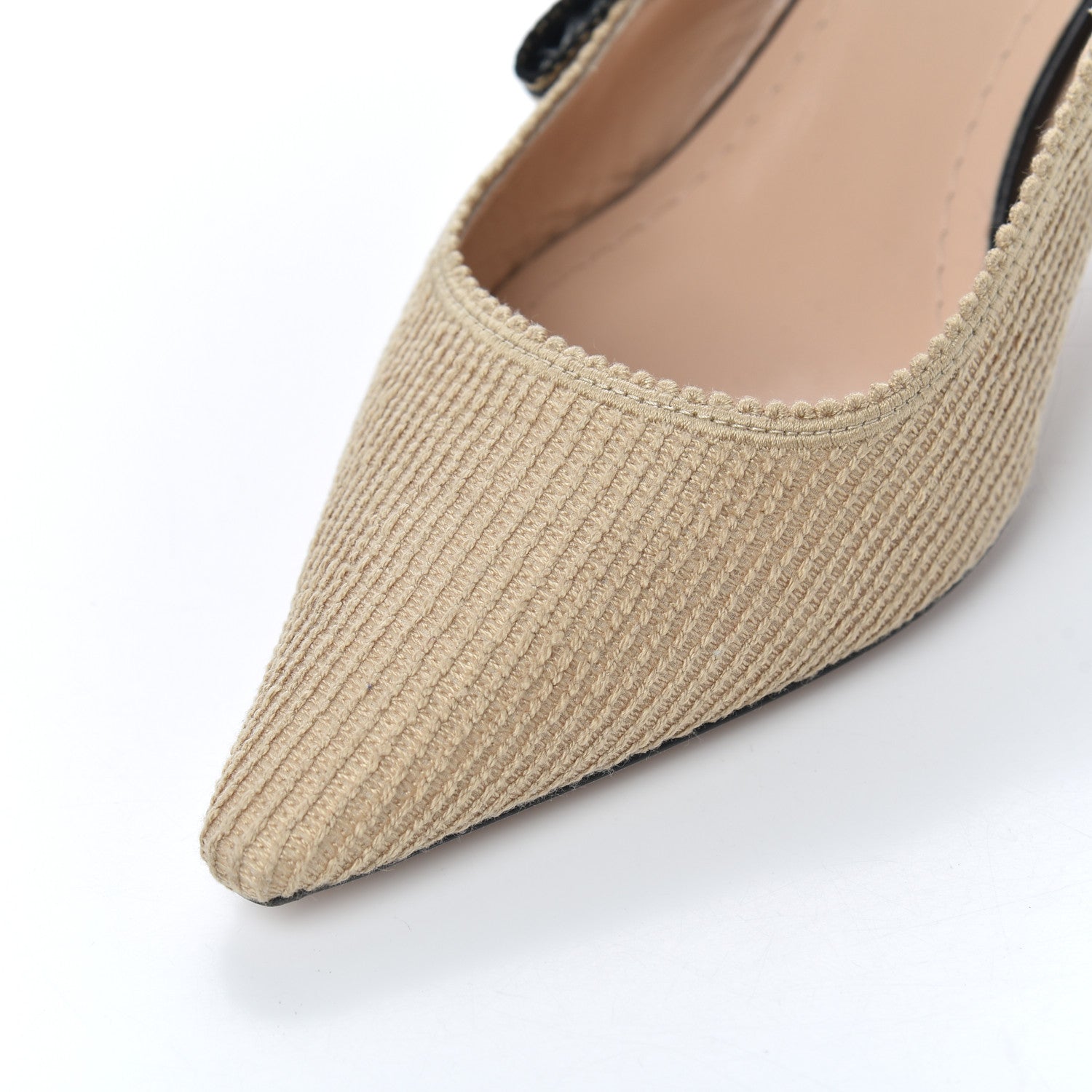 Christian Dior Natural Canvas Ribbon J'Adior Slingback 65mm Pumps 36 Black Cream 9 of 15