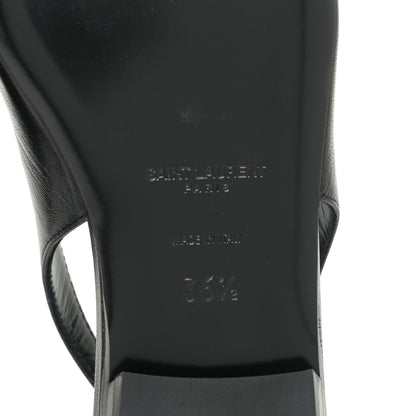 Saint Laurent Patent Smooth Lambskin Anais Slingback Flats 36.5 Black Navy 11 of 16