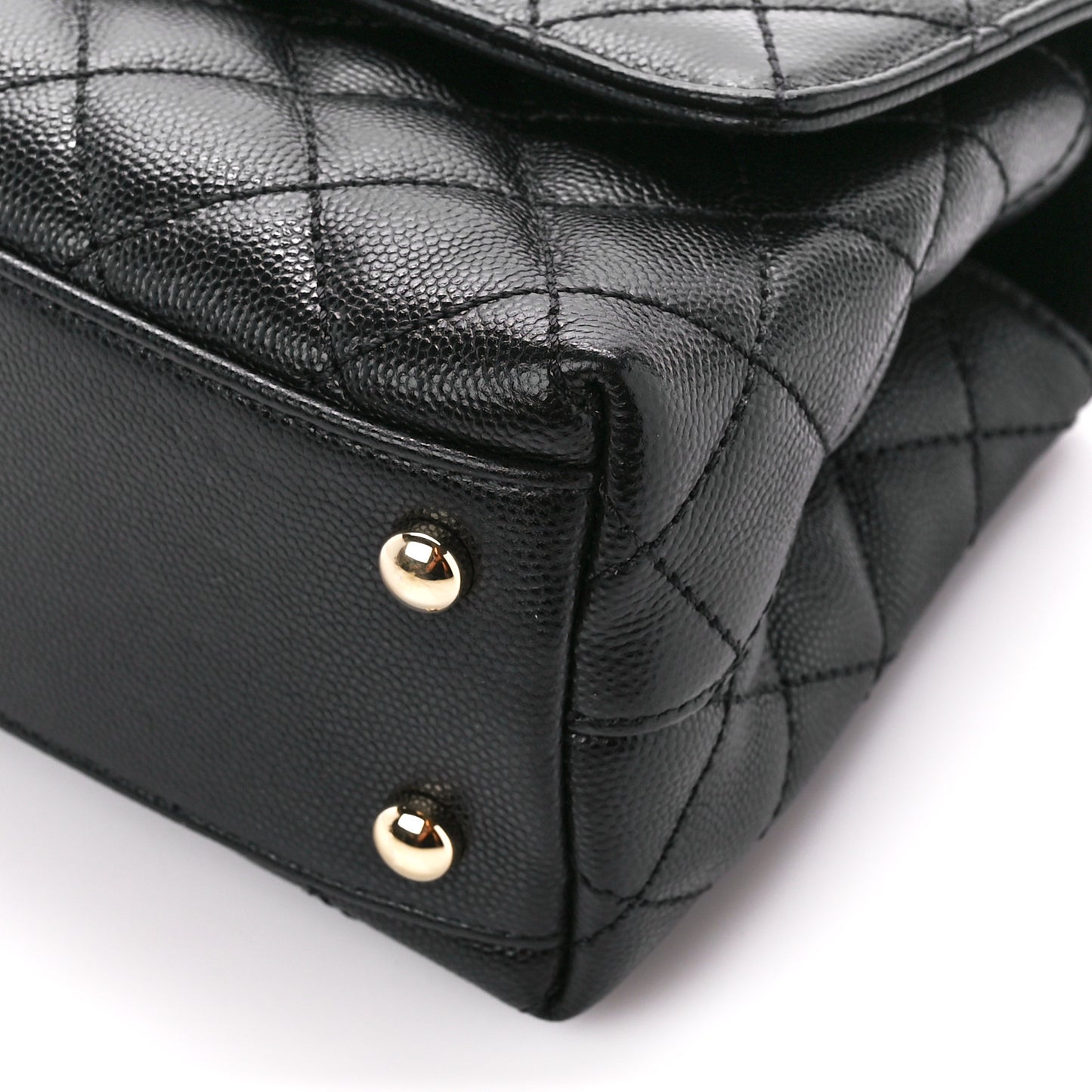 Caviar Quilted Mini Coco Handle Flap Black