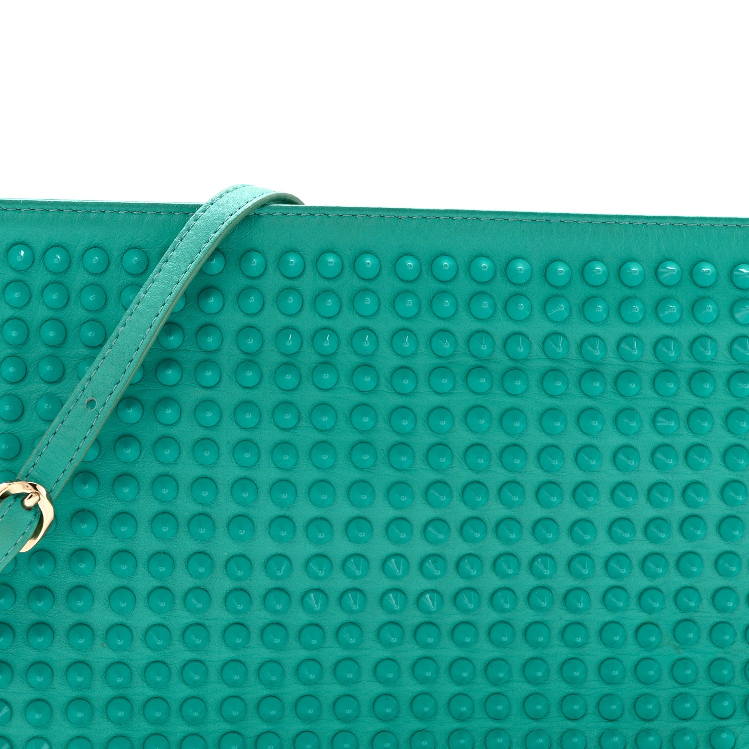 Christian Louboutin Calfskin Spikes Loubiposh Chain Clutch Turquoise 8 of 14