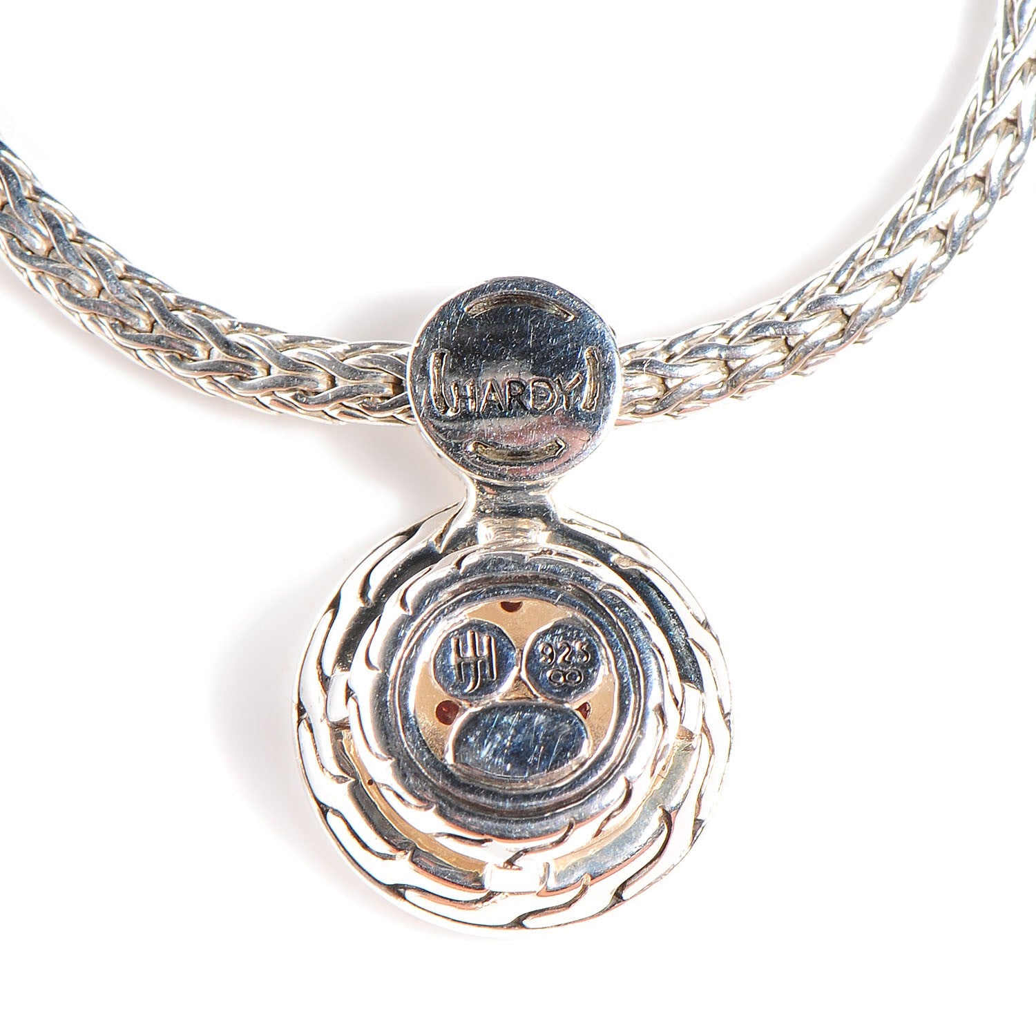 John Hardy Sterling Silver Pink Sapphires 20mm Dot Round Drop Pendant Necklace 3 of 5