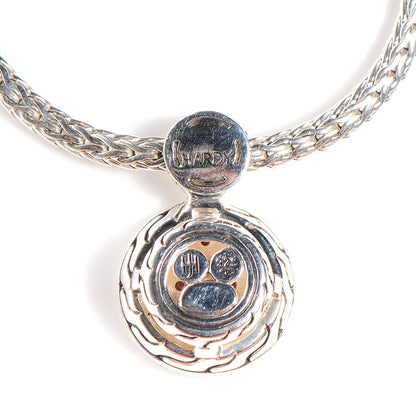 John Hardy Sterling Silver Pink Sapphires 20mm Dot Round Drop Pendant Necklace 3 of 5