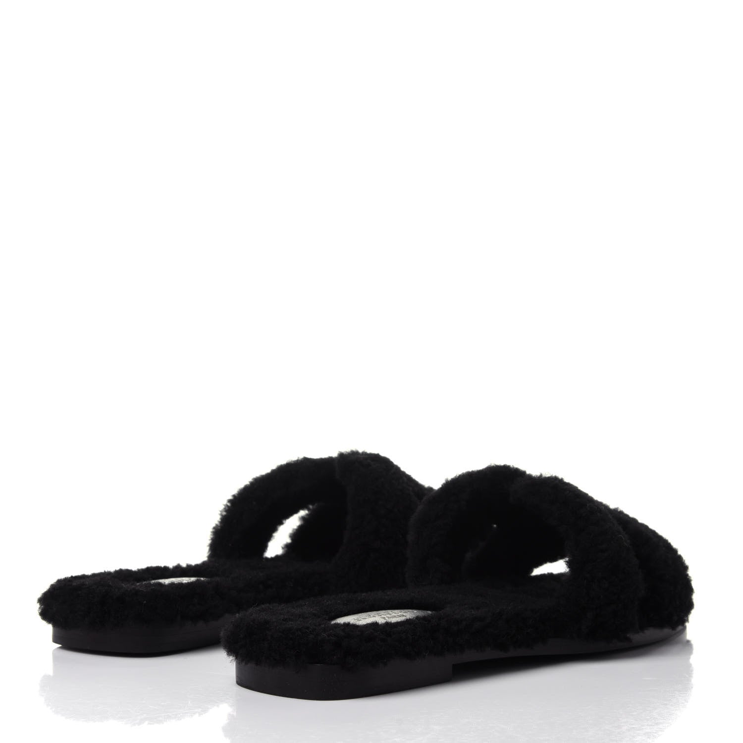 Hermes Woolskin Oran Sandals 36.5 Black 4 of 10